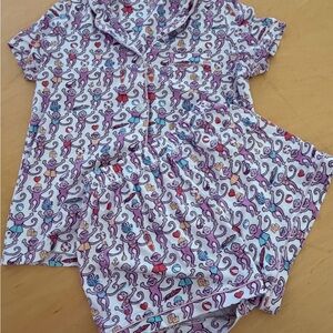 Monkey Print roller rabbit Pajama Set